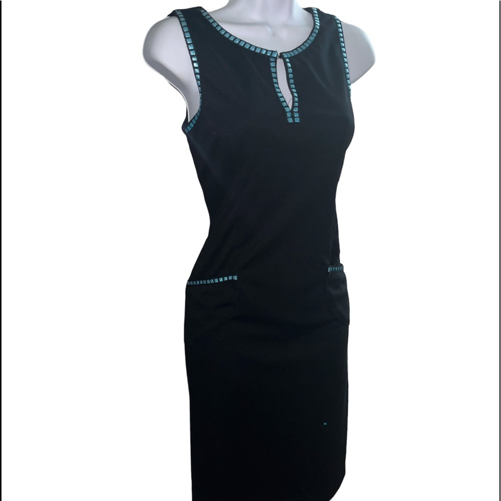 Chris McLaughlin Black & Blue Size 4 Dress - Picture 3 of 14